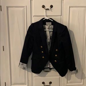 H&M Navy Blue Blazer with Floral Lining Size 8